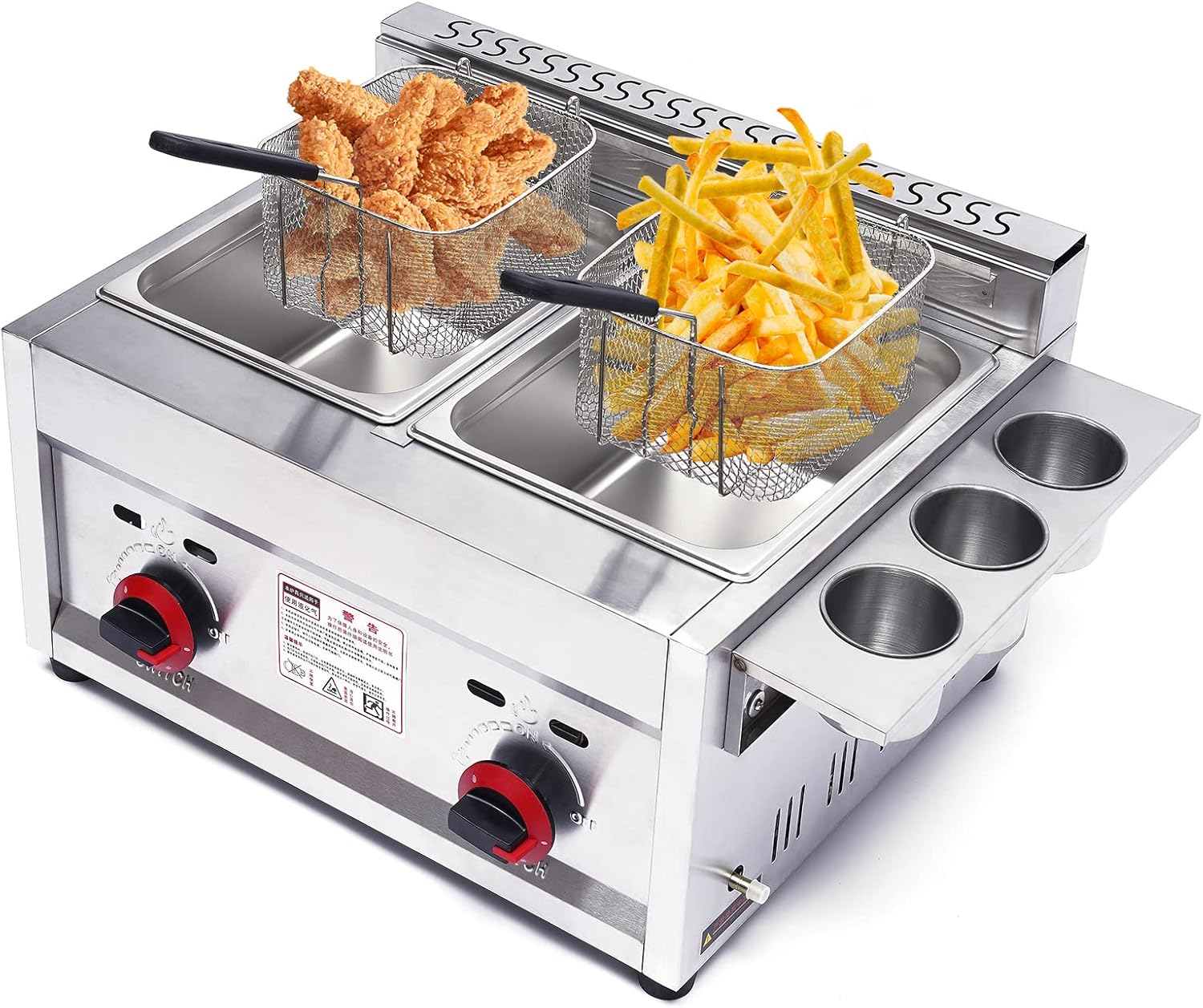 Commercial Deep Fryer Double Tank 12L - Ticari Gazlı Fritöz 12L Tezgah Üstü