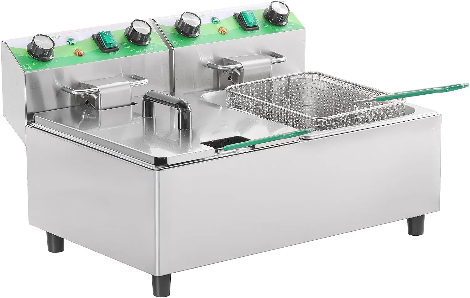 Countertop Deep Fryer With Timer - 20L/21.2QT Ticari Derin Fritöz, Zamanlayıcılı Çift