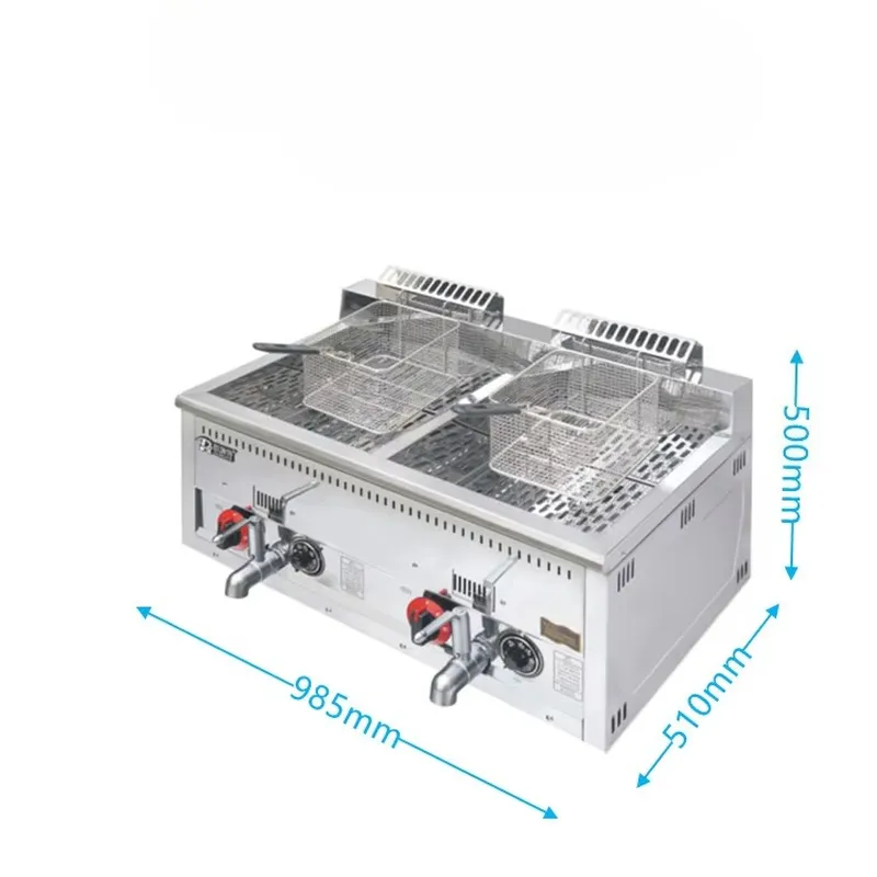 Countertop Deep Fryer With Timer - 20L*2 Çift Tanklı Paslanmaz Çelik Ticari