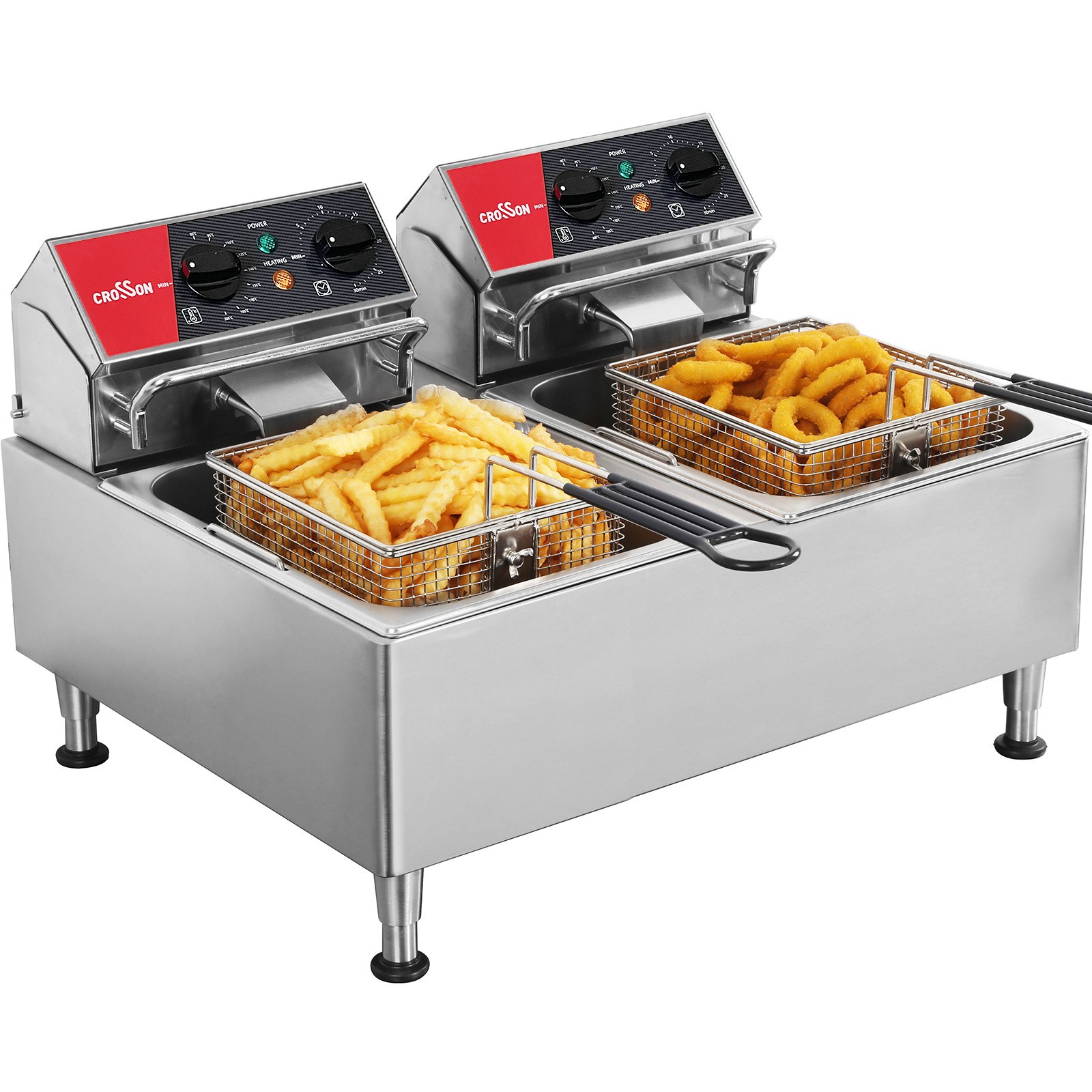 Countertop Deep Fryer With Timer - CF-26 12L Elektrikli Fritöz, Çift Tanklı