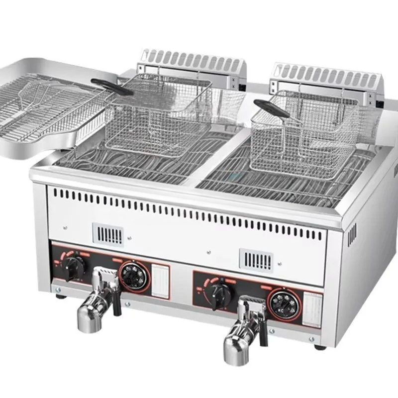 Commercial Gas Deep Fryer Propane - 12L+12L Çok Satan Patates Cipsi Tavuk