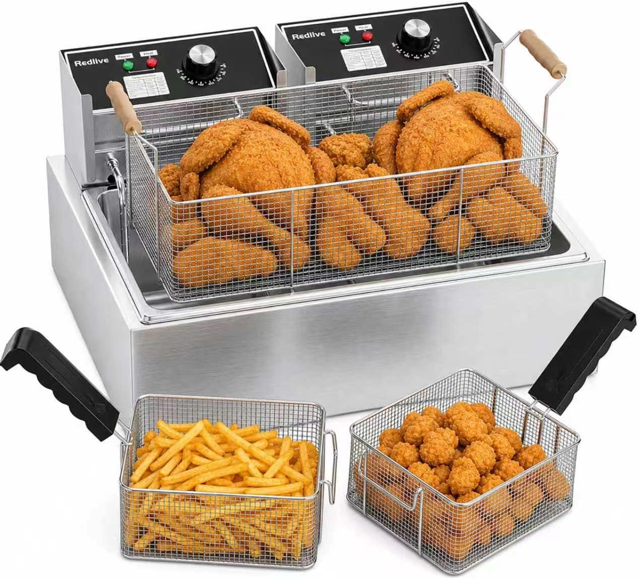 Fryer Basket Commercial Stainless - Ticari 22.6L/24QT Paslanmaz Çelik Elektrikli Fritöz,