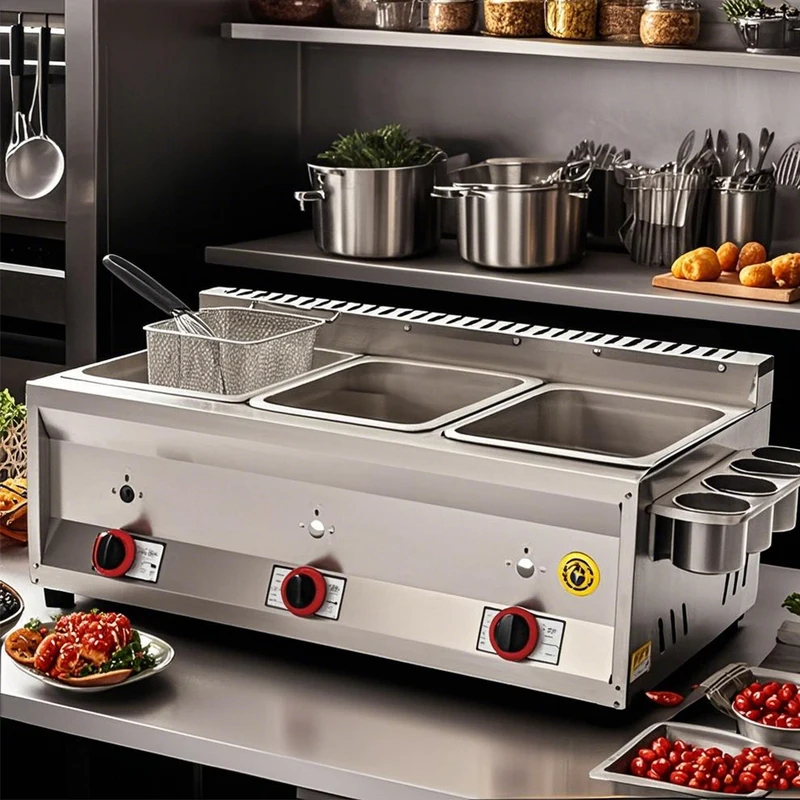 Commercial Gas Deep Fryer Propane - Üç adet 8 litrelik gazlı tavuk