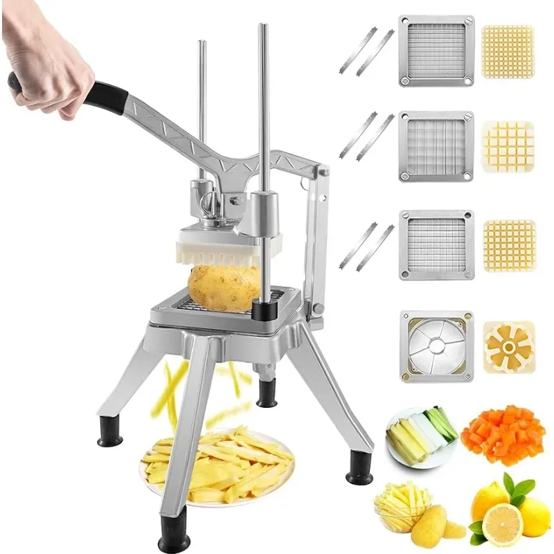 Commercial French Fry Cutter - Ticari Sebze Doğrayıcı 4 Yedek Bıçaklı,