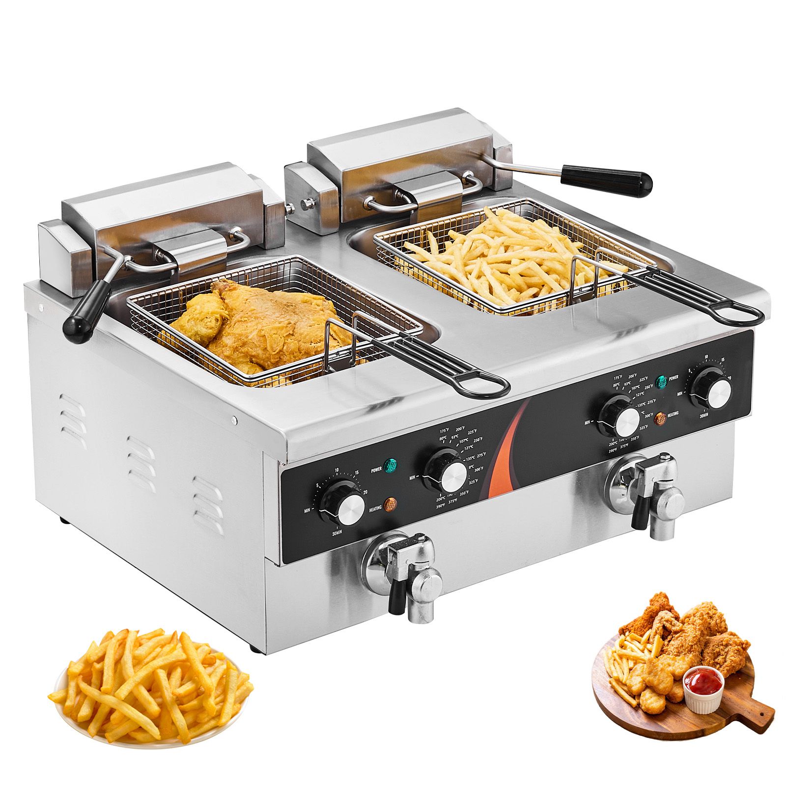 Fryer Basket Commercial Stainless - Ticari Fritöz 3500W, Çift Tanklı Elektrikli
