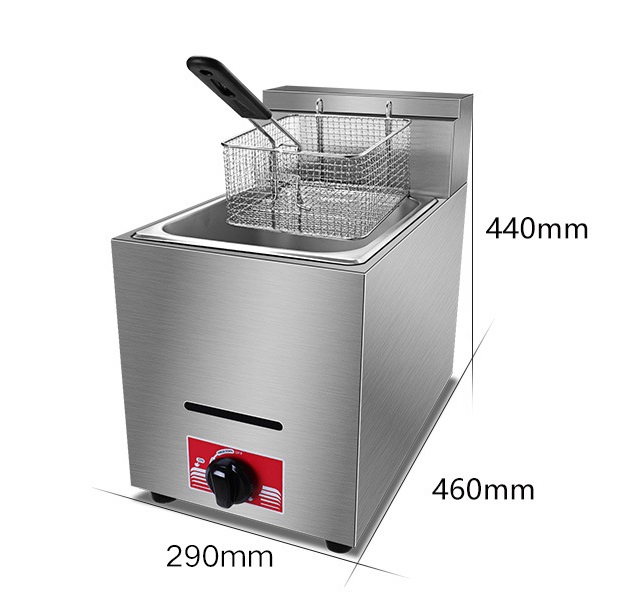 Commercial Gas Deep Fryer Propane - 8L Sepetli ve Kapaklı Ticari LPG