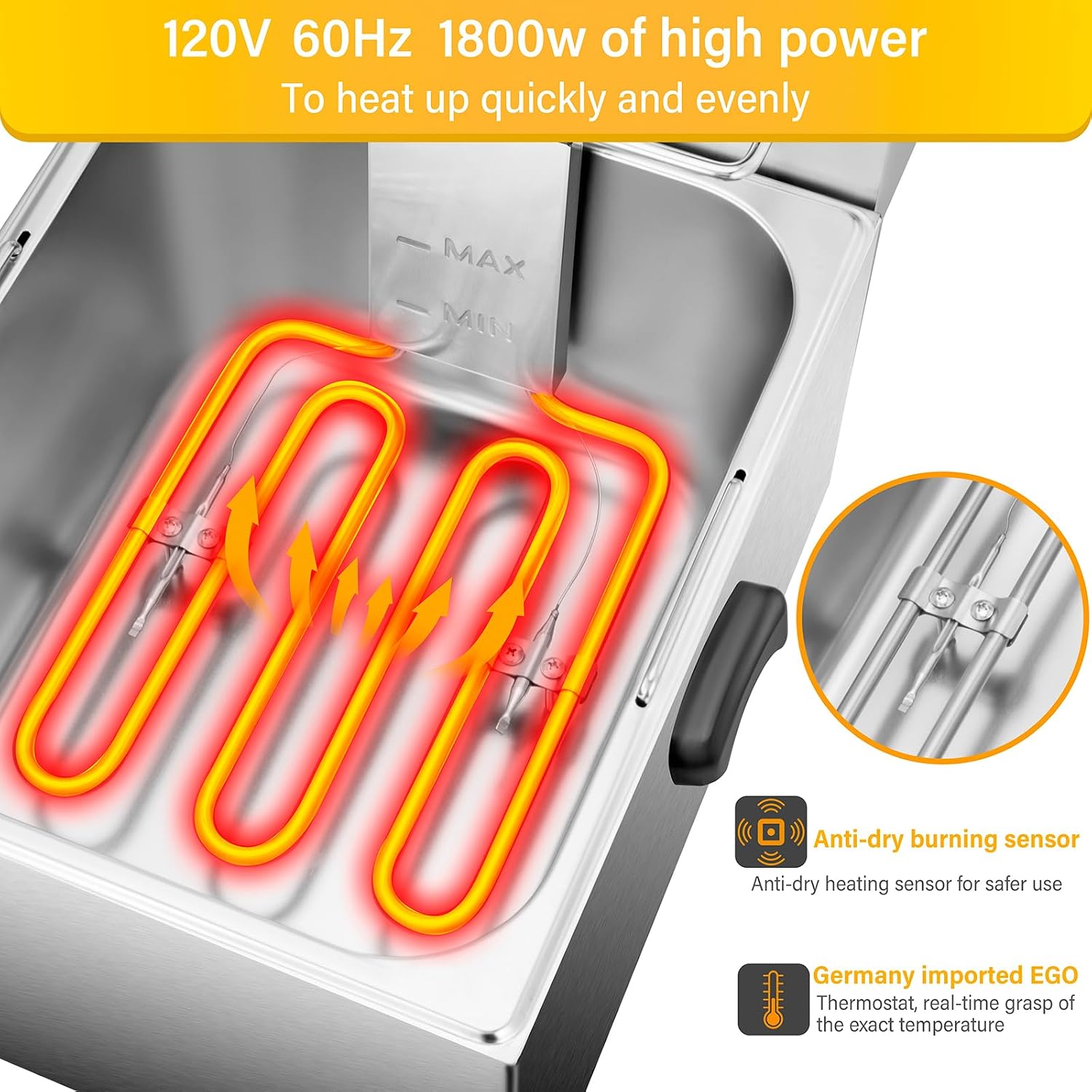 Elektrikli Fritöz - 13L 13.7QT - Fryer Basket Commercial Stainless incelemesi ve fiyatı