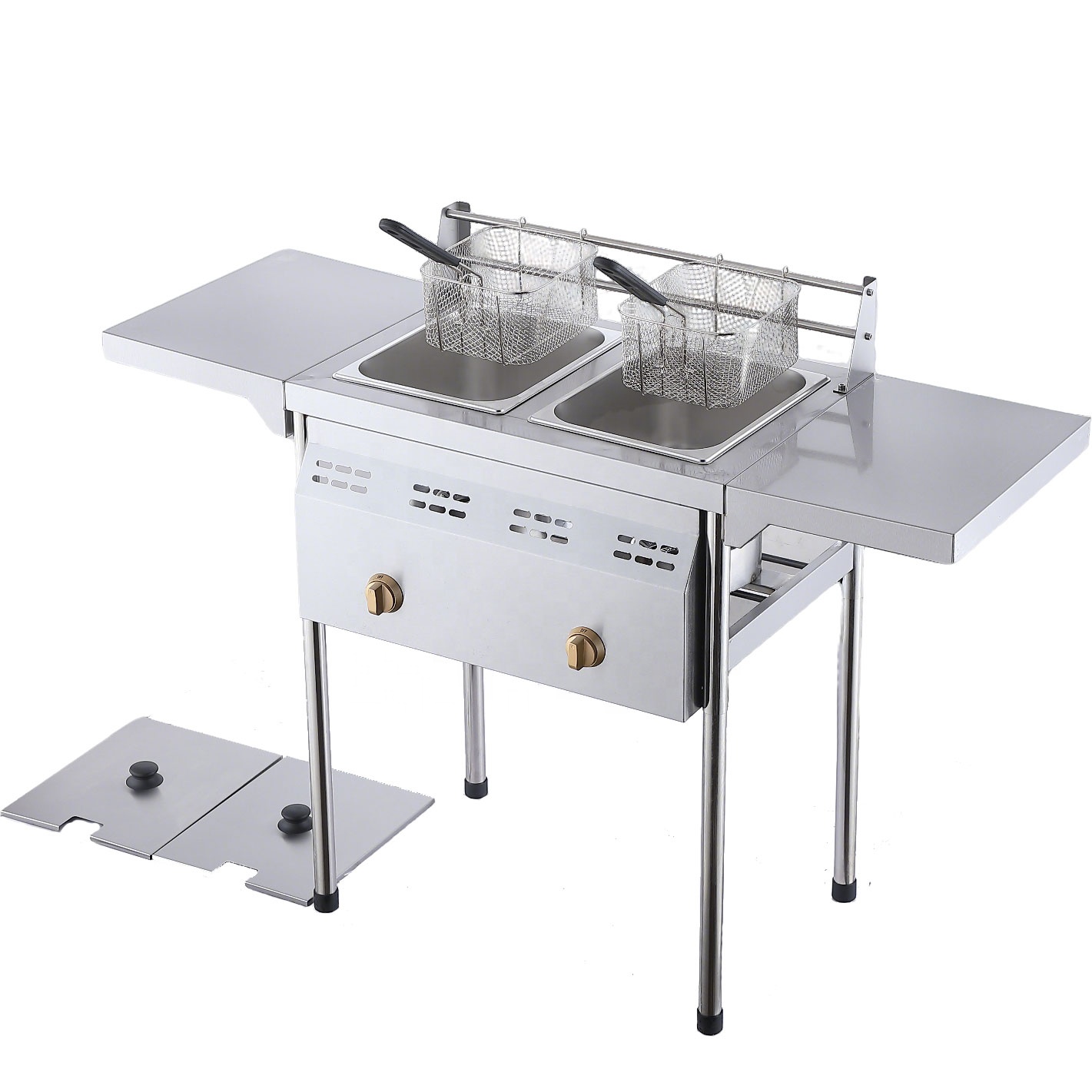 Yeni Ticari İki Tanklı Derin F - Fryer Basket Commercial Stainless incelemesi ve fiyatı