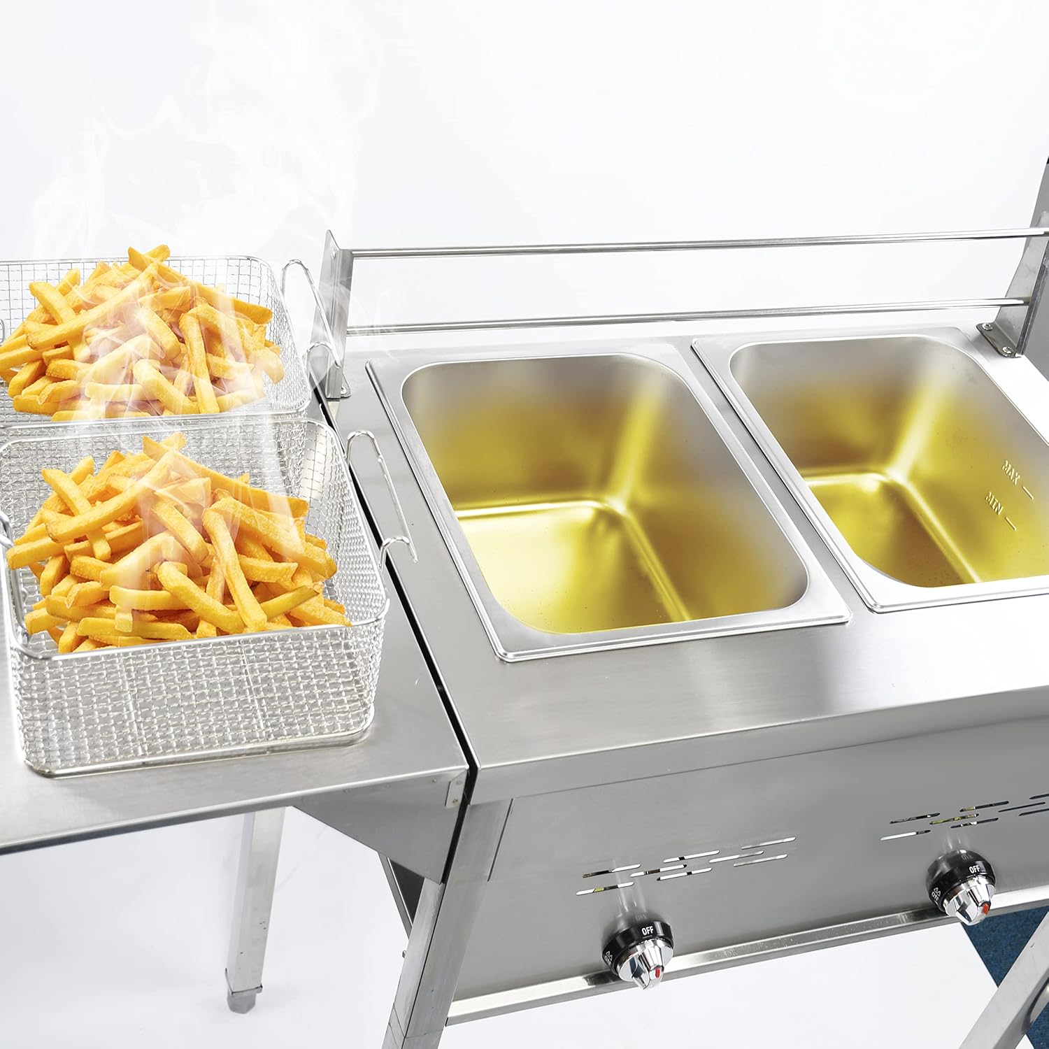 Yeni Ticari İki Tanklı Derin F - Fryer Basket Commercial Stainless incelemesi ve fiyatı