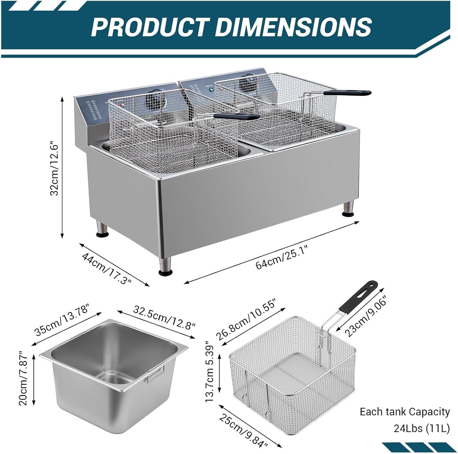 Tacleekii 11L Çift Tanklı Tica - Fryer Basket Commercial Stainless incelemesi ve fiyatı