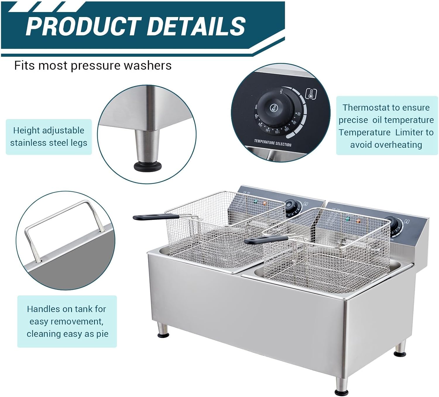 Tacleekii 11L Çift Tanklı Tica - Fryer Basket Commercial Stainless incelemesi ve fiyatı