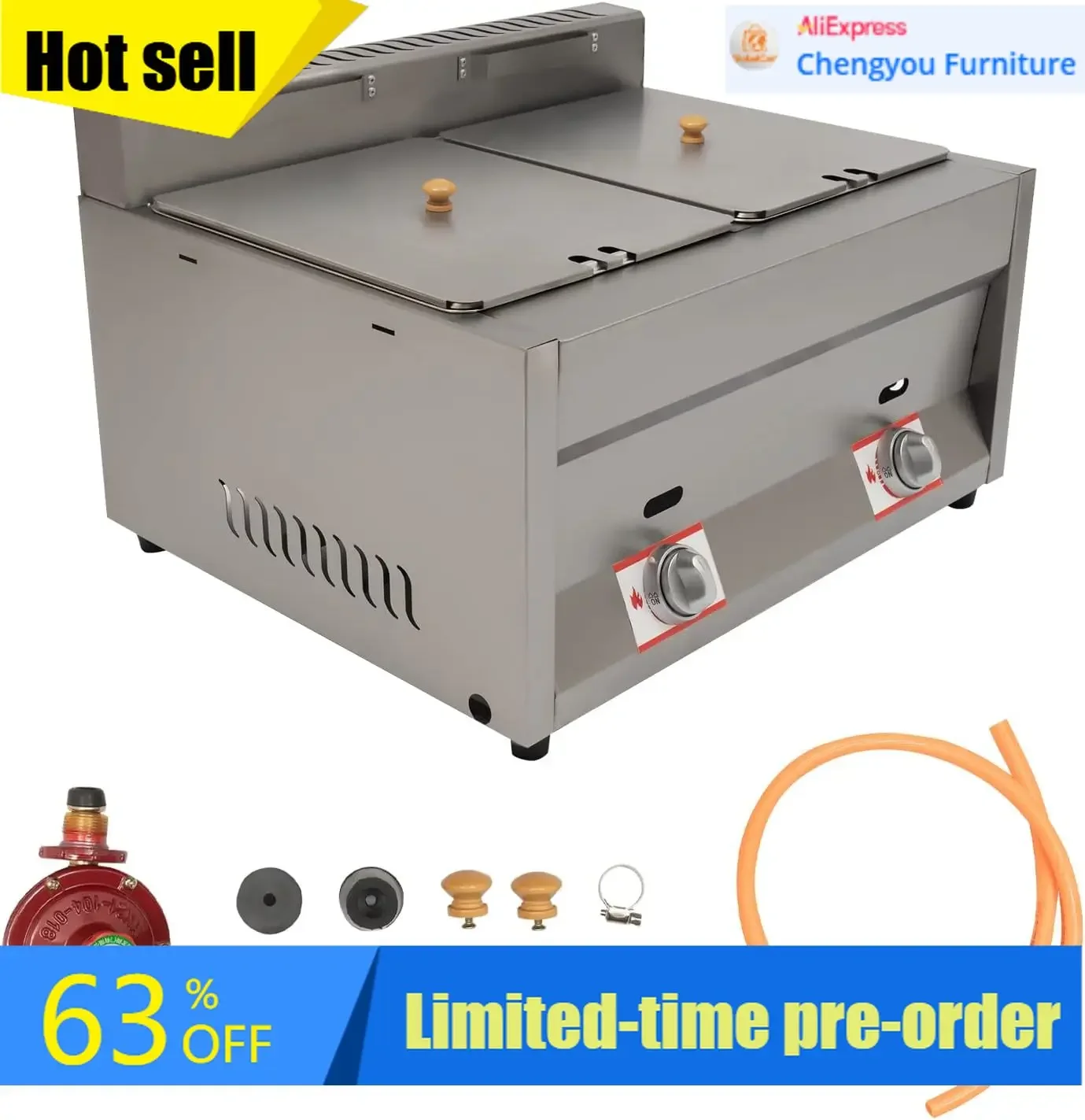 Ticari Tezgah Üstü Fritöz, İki - Commercial Gas Deep Fryer Propane incelemesi ve fiyatı