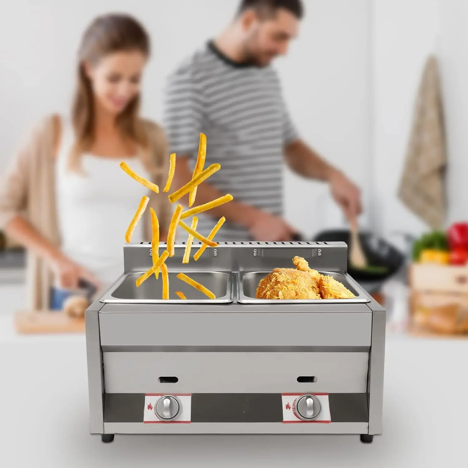 Ticari Tezgah Üstü Fritöz, İki - Commercial Gas Deep Fryer Propane incelemesi ve fiyatı