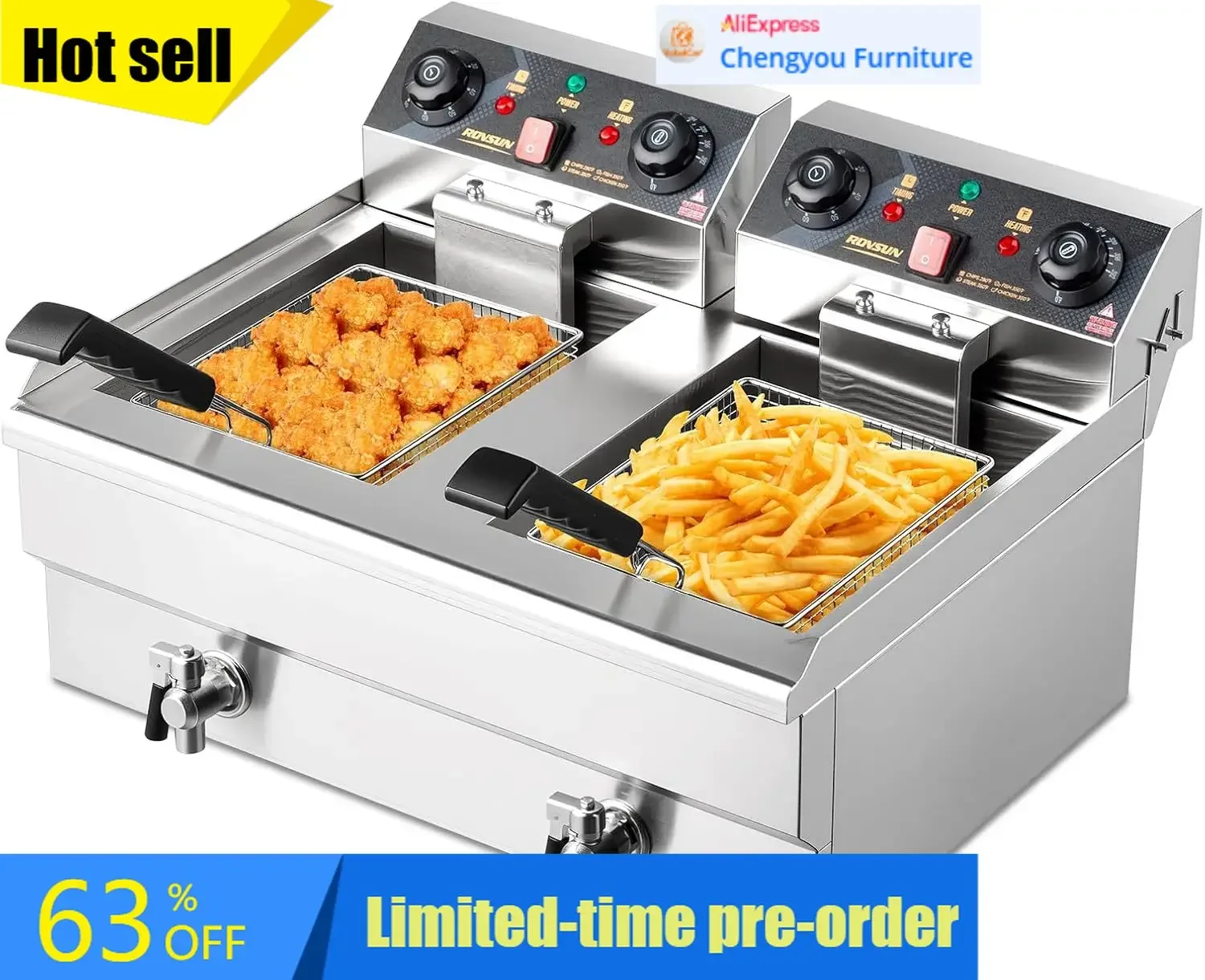 Elektrikli Çift Tanklı Tezgah  - Countertop Deep Fryer With Timer incelemesi ve fiyatı