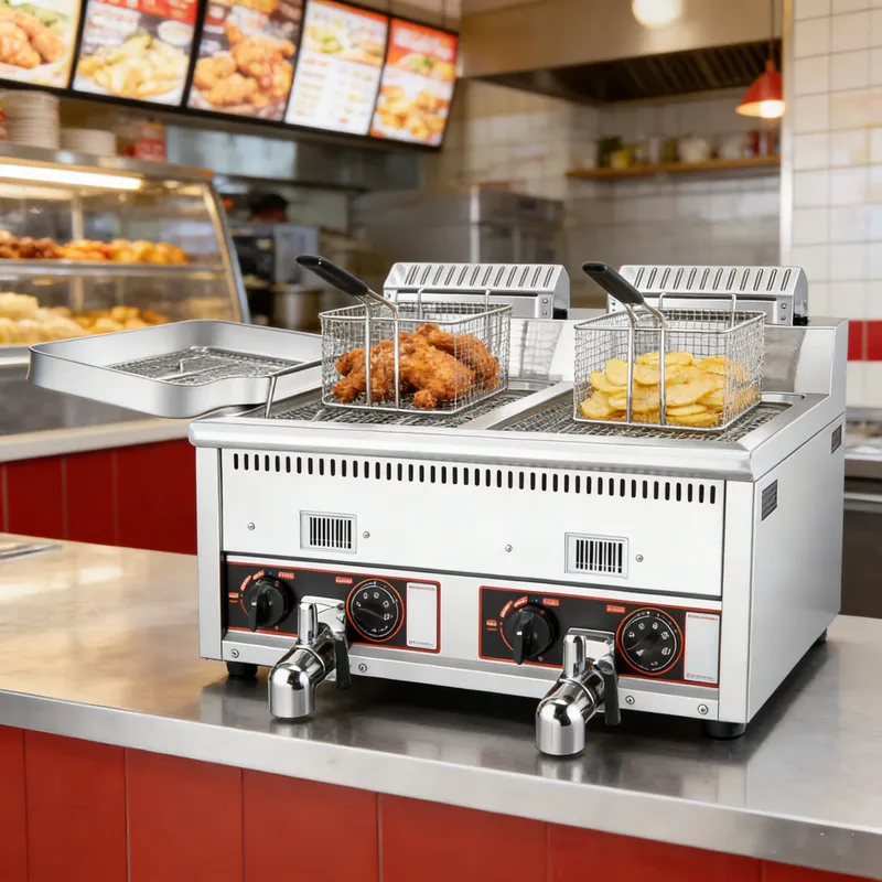 2026 Yüksek Kaliteli 12L+12L T - Commercial Deep Fryer Double Tank 12L incelemesi ve fiyatı