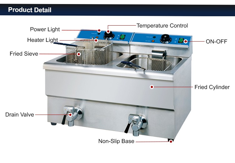 Sıcak Satış Endüstriyel Çift B - Commercial Deep Fryer Double Tank 12L incelemesi ve fiyatı