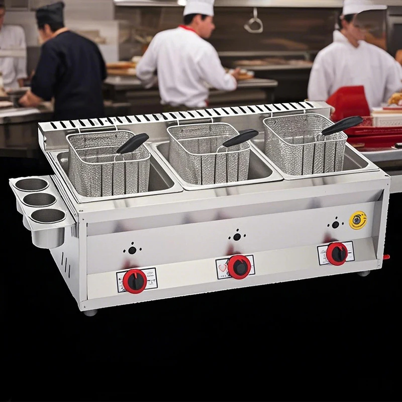 Üç adet 8 litrelik gazlı tavuk - Commercial Gas Deep Fryer Propane incelemesi ve fiyatı